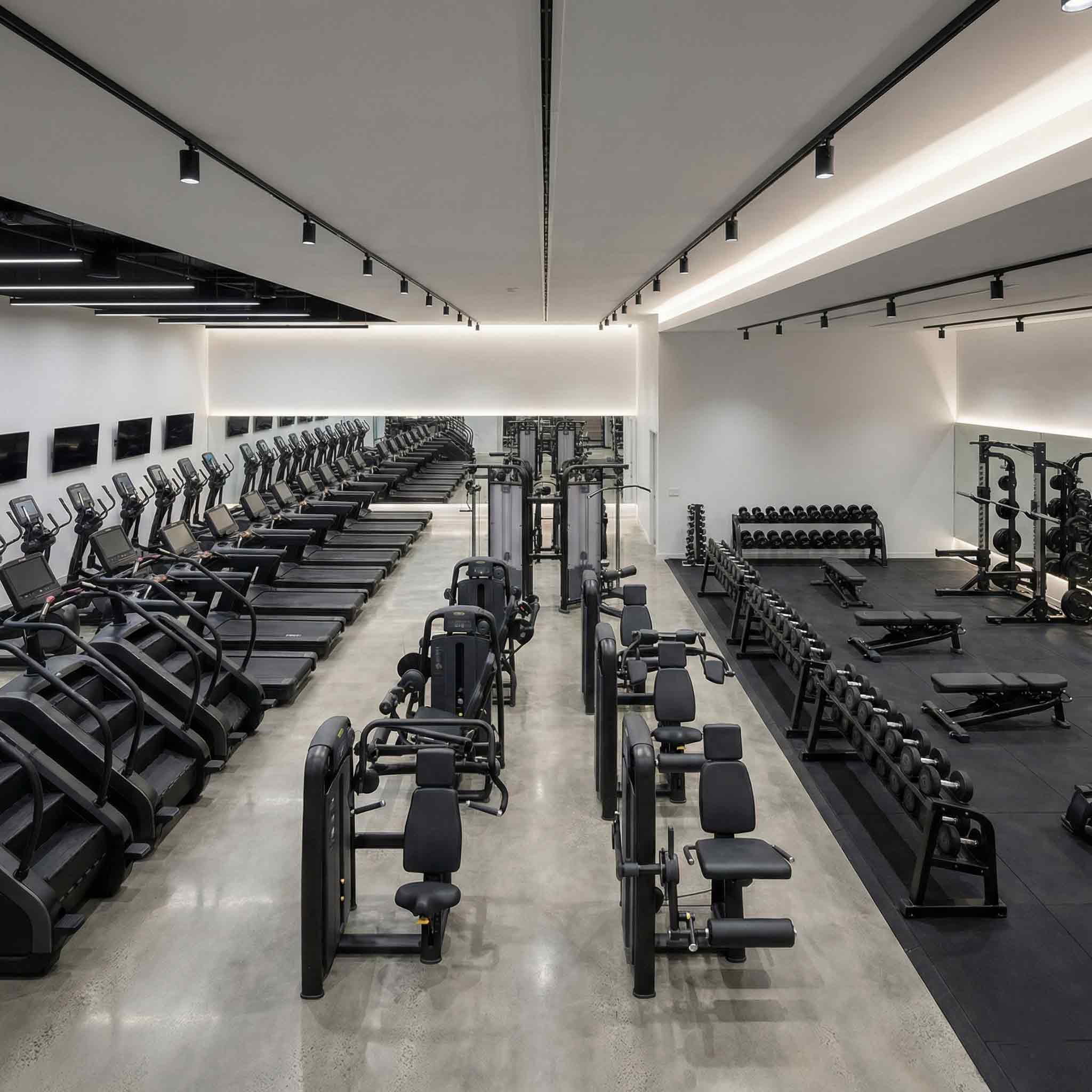 Commercial cardio suite with commercial cardio machines and commercial stair stepper